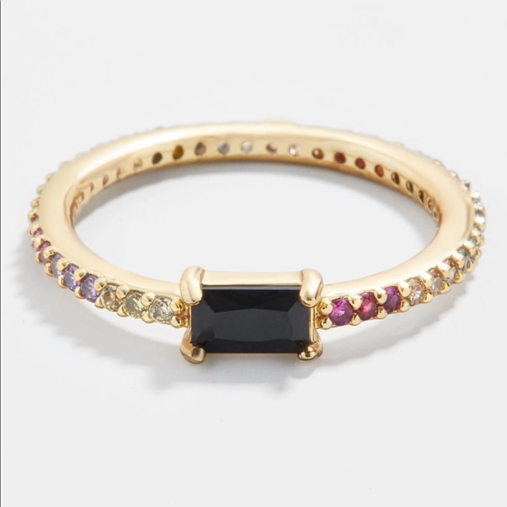 BaubleBar black stone rainbow band ring